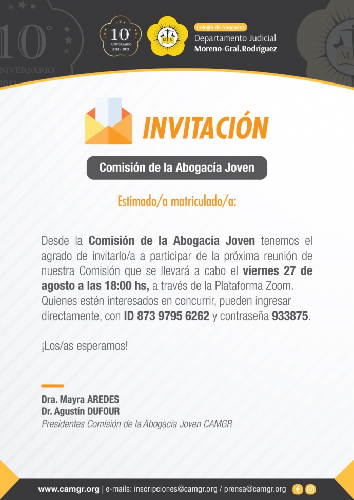 INVITACION ABOGACÍA JOVEN